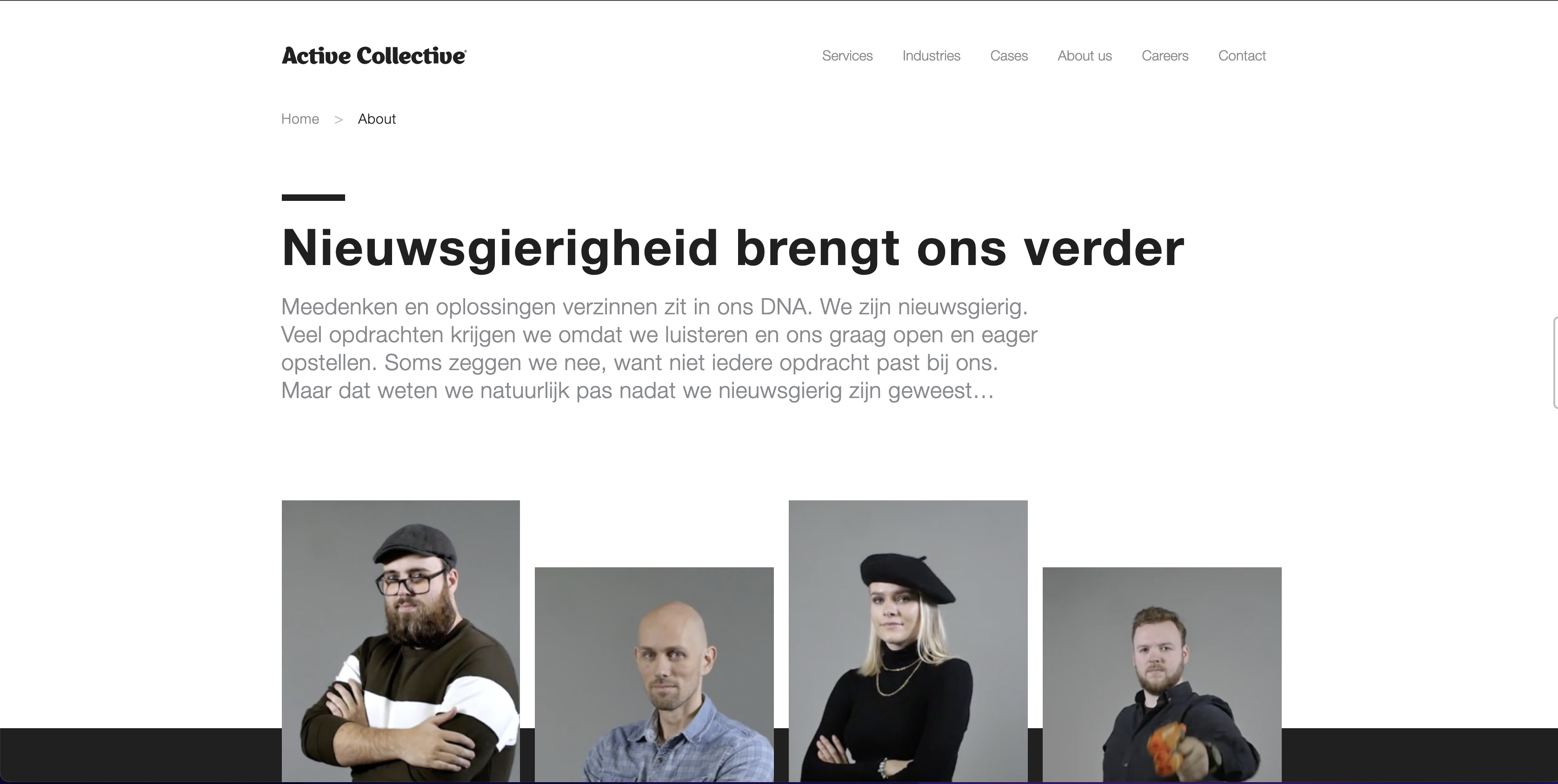 screenshot of the desktop page about