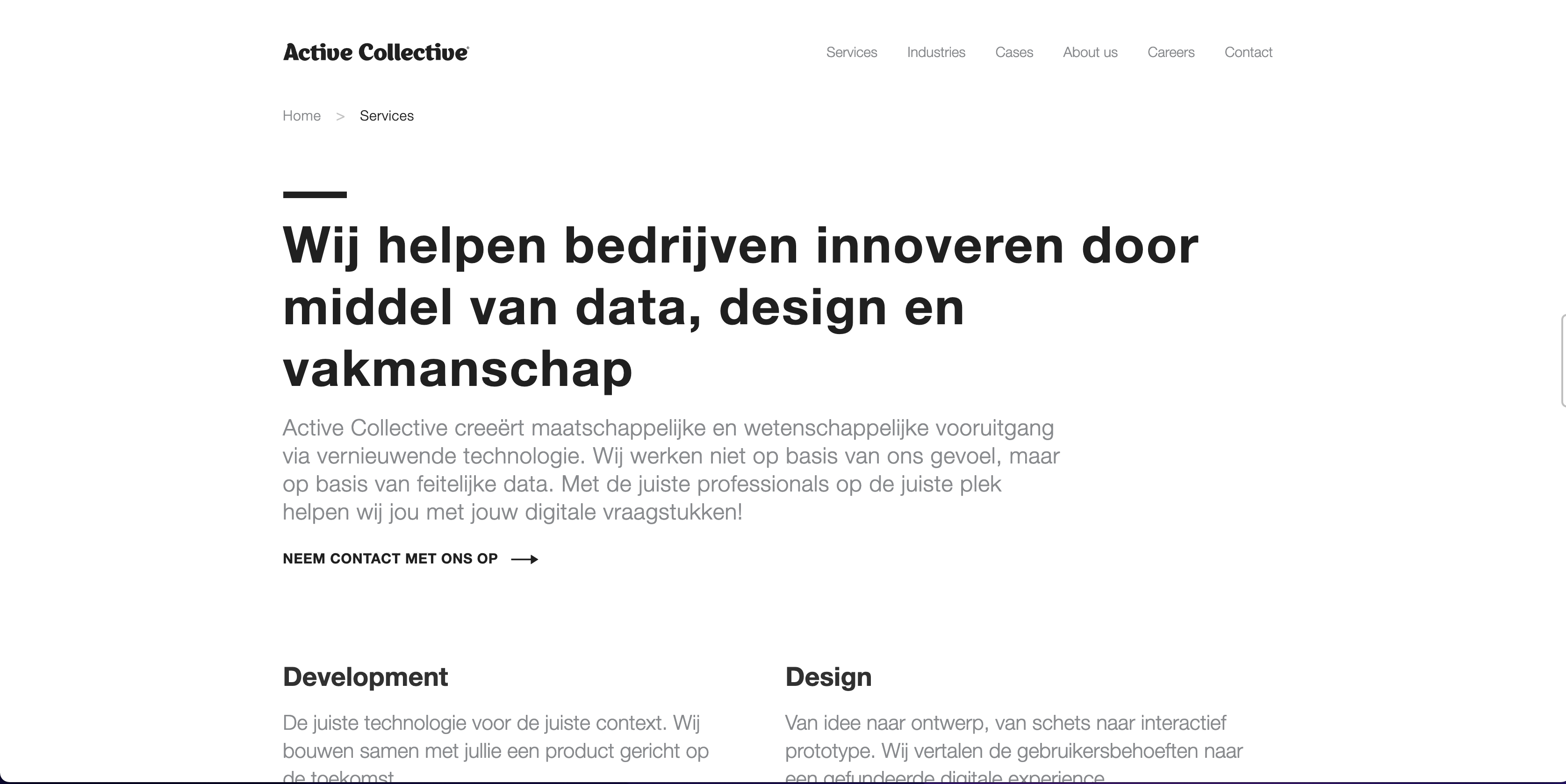 screenshot of the desktop page industries